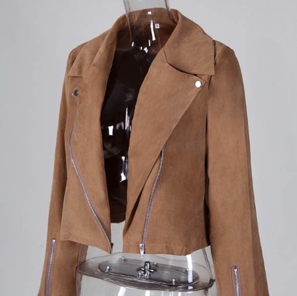 Tan Biker Moto Jacket M - Picture 3 of 5